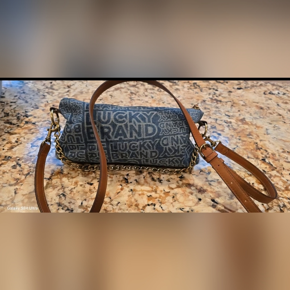 Lucky Brand Denim Zena Double Strap Crossbody Bag.
